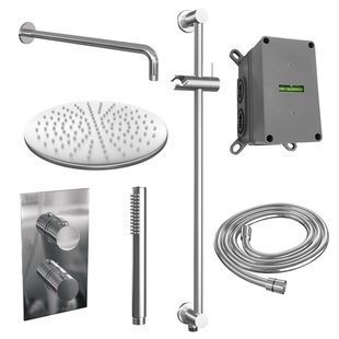 Inbouw Regendouche Set Brauer Chrome Edition Gebogen Wanduitloop Ronde Hoofddouche 30 cm Met Glijstang