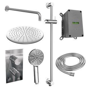 Inbouw Regendouche Set Brauer Chrome Edition Gebogen Wanduitloop Ronde Hoofddouche 30 cm Met Glijstang en Handdouche 3 Standen