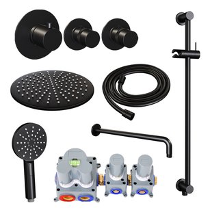 Inbouw Regendouche Brauer Black Edition Gebogen Mat Zwart