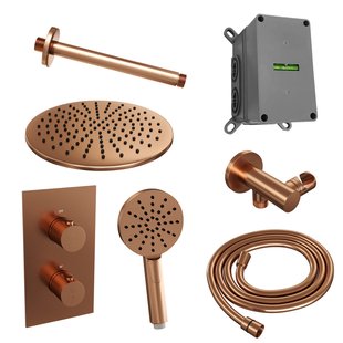 Inbouw Regendouche Set Brauer Copper Edition Plafond Uitloop Ronde Hoofddouche 30 cm Met Handdouche 3 Standen Koper