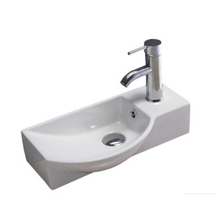 Fontein Sanilux Bee 40x22x10cm met Afvoer en Kraan Keramiek Wit (Kraan Rechts)