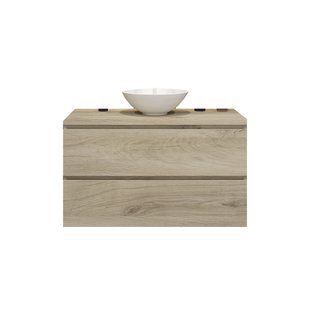 Badkamermeubelset Gliss Zeus 100 cm Licht Grijs Eiken Met Waskom