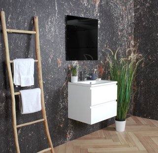 ACTIE BWS Badmeubel | Paris | Wit 80 cm | Hoogglans Wit Wastafel | 1 Kraangat