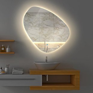 Badkamerspiegel Gliss Fury Organic LED Verlichting 80x80 cm En Spiegelverwarming