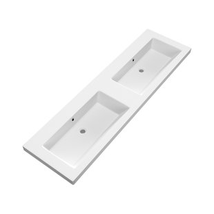 Wastafel Voor Meubel Exclusive Line Foggia 160 cm Mat Wit 0 kraangaten Wastafel Voor Meubel Exclusive Line Foggia 160 cm Mat Wit 0 kraangaten