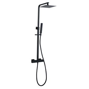 Regendoucheset BWS Thermostatisch Square met Handdouche Mat Zwart