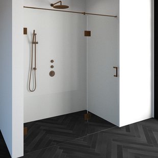 Nisdeur Compleet Just Creating Profielloos 2-Delig (Draaideur Bevestigd op Inloopwand) 180x200 cm 110/70 Koper