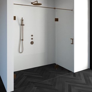 Nisdeur Compleet Just Creating Profielloos 2-Delig (Draaideur Bevestigd op Inloopwand) 200x200 cm 130/70 Koper