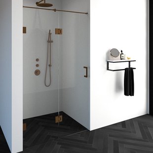 Nisdeur Compleet Just Creating Profielloos 2-Delig (Draaideur Bevestigd op Inloopwand) 120x200 cm 60/60 Koper