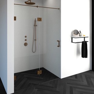 Nisdeur Compleet Just Creating Profielloos 2-Delig (Draaideur Bevestigd op Inloopwand) 140x200 cm 70/70 Koper