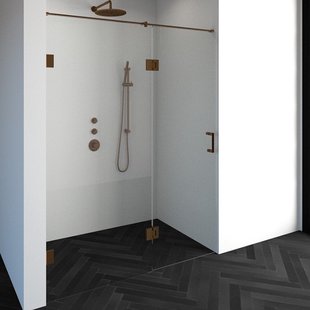 Nisdeur Compleet Just Creating Profielloos 2-Delig (Draaideur Bevestigd op Inloopwand) 160x200 cm 90/70 Koper