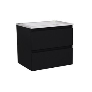 Badkamermeubel BWS Pepper Acryl Wastafel Zonder Kraangat 60x55x46 cm Mat Zwart