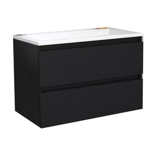 Badkamermeubel BWS Pepper Acryl Wastafel Zonder Kraangat 80x55x46 cm Mat Zwart