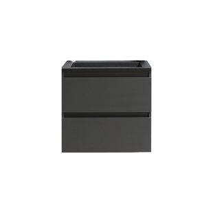 Badkamermeubel BWS Pepper Acryl Wastafel Mat Zwart Met Kraangat 60x55x46 cm Antraciet