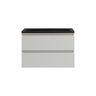 Badkamermeubel BWS Pepper Acryl Wastafel Mat Zwart Met Kraangat 80x55x46 cm Wit