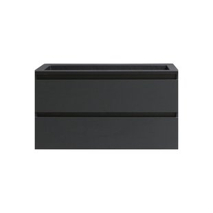 Badkamermeubel BWS Pepper Acryl Wastafel Mat Zwart Zonder Kraangat 100x55x46 cm Antraciet
