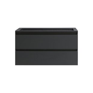 Badkamermeubel BWS Pepper Acryl Wastafel Mat Zwart Met 1 Kraangat 100x55x46 cm Antraciet