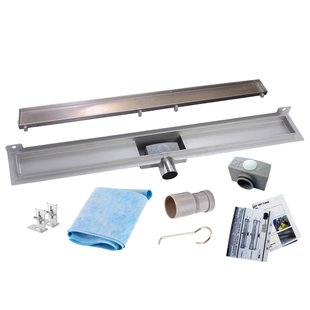 RVS Douchegoot Muurflens met uitneembaar sifon TEGEL ROOSTER (alle maten)