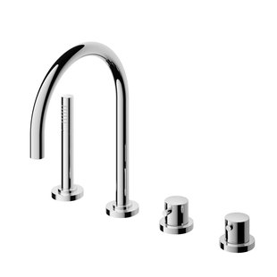 Badrandkraan Hotbath Buddy 2-knop Thermostatisch Compleet 4-gats Chroom