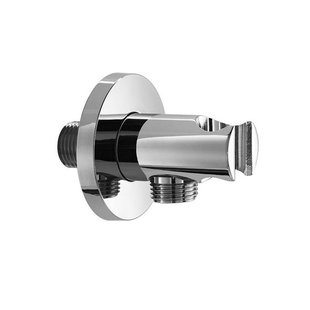 Handdouchehouder Hotbath Mate Met Uitlaat 6x6.5 cm Rond Geborsteld Nikkel