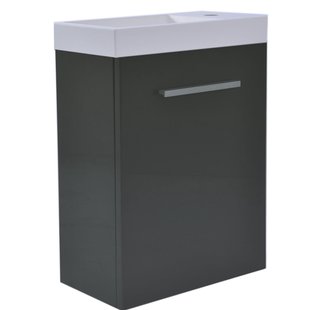 Fonteinkast Vision met Mineraalmarmer Fontein 40cm Hoogglans Grijs