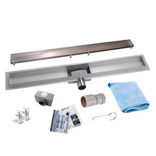 RVS Douchegoot flens met uitneembaar sifon 60x7cm 6,7cm diep TEGELROOSTER