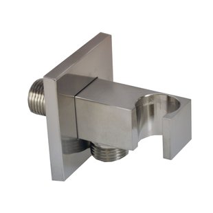 Wiesbaden Rombo handdouchehouder met 1/2 inch aansluiting en opsteek RVS look