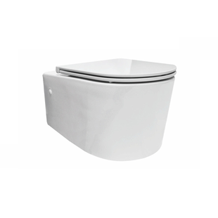 Wandcloset Wiesbaden Flow Rimless met Flatline Toiletzitting Wit