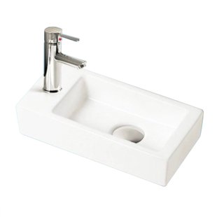 Fonteinset Sanilux Qubic Mini Keramiek 36x18x9cm met 1/2 Yara kraan Chroom (Kraangat Links)