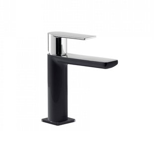 Wastafelmengkraan Tres Loft Colors 1-Hendel Uitloop Recht 11,3 cm Rond Zwart Chroom