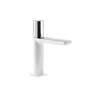 Wastafelmengkraan Tres Loft Colors 1-Knop Uitloop Recht 11,3 cm met Waterval Rond Wit Chroom
