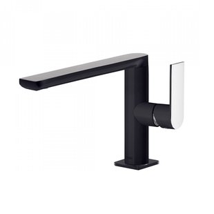 Wastafelmengkraan Tres Loft Colors 1-Hendel Uitloop Recht 15,5 cm Rond Zwart Chroom