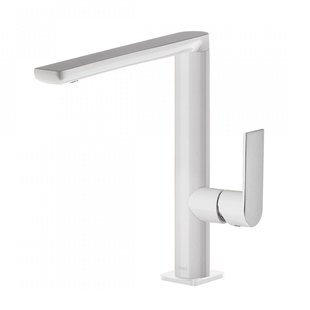 Wastafelmengkraan Tres Loft Colors 1-Hendel Uitloop Recht 22 cm Rond Wit Chroom