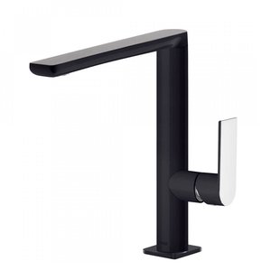 Wastafelmengkraan Tres Loft Colors 1-Hendel Uitloop Recht 22 cm Rond Zwart Chroom