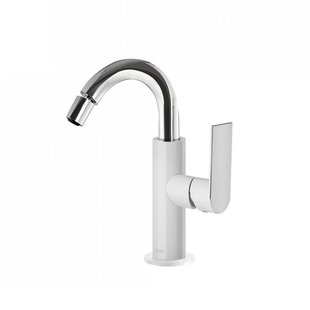 Bidetmengkraan Tres Loft Colors 1-Hendel Bidet Uitloop Gebogen 16,5 cm Rond Wit Chroom