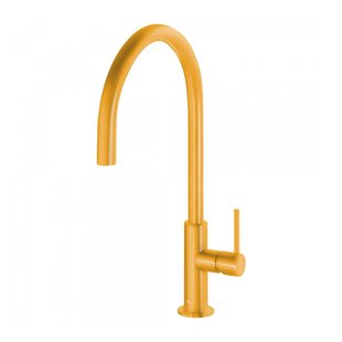 Keukenmengkraan Tres Study Exclusive 1-Hendel Uitloop Gebogen 26 cm Rond Amber Geel