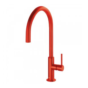 Keukenmengkraan Tres Study Exclusive 1-Hendel Uitloop Gebogen 26 cm Rond Rood