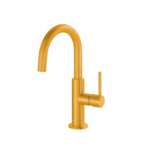 Wastafelmengkraan Tres Study Exclusive 27,5 cm met Hendel Uitloop Gebogen Rond Amber Geel