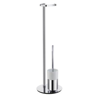 Reserverolhouder Smedbo Outline met Borstelhouder Porselein Container Rond 23x78 cm Chroom