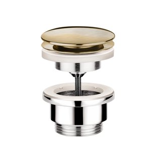 Afvoerplug Hotbath Cobber Always-Open met Schroef Rond Geborsteld Messing Living Colours