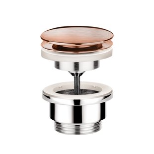 Clickwaste Hotbath Cobber Afvoerplug met Schroef Rond Geborsteld Koper Living Colours