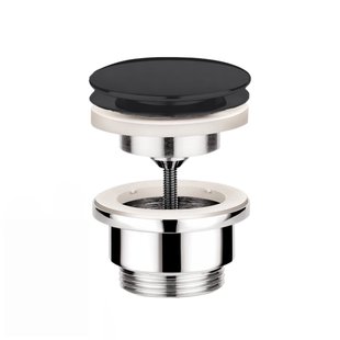 Clickwaste Hotbath Cobber Afvoerplug met Schroef Rond Mat Zwart