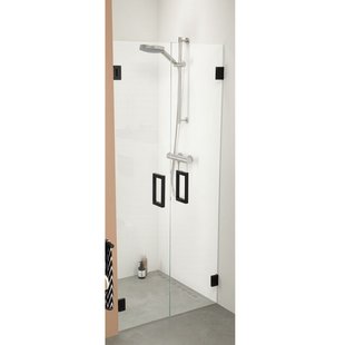 Nisdeur by Sealskin &apos;I AM&apos; 90x200 cm Pendeldeuren Mat Zwart Helder Glas Antikalk