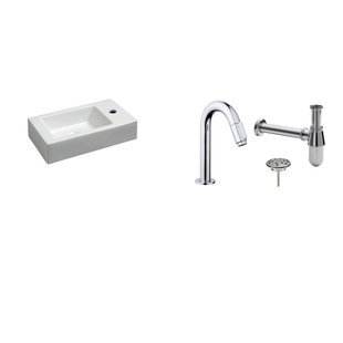 FonteinPack Rhea Keramiek Rechts 45.5x26x12cm Chroom (Keuze uit 20 kranen)