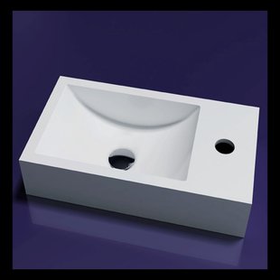 Fontein Sanilux Recto Solid Surface 40x20x10 cm Mat Wit (kraangat rechts)