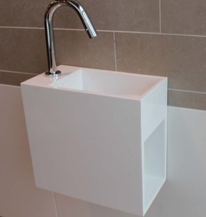 Fonteintafel Luca met Open Schap 35x18.5x32 cm Glans of Mat Wit (links of rechts)