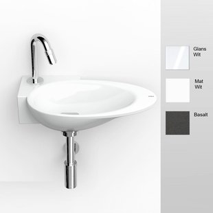 Fonteinkom Clou First Links met Kranenbank en Plug 38.8x9x24.6 cm Keramiek Wit (1 kraangat)