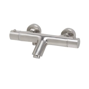 BWS Badkraan Thermostatisch Londen Badkraan h.o.h. 15 cm Geborsteld Staal