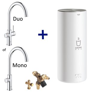 Kokendwaterkraan GROHE Red New Duo met C Uitloop en L Size Boiler Chroom