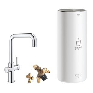Kokendwaterkraan GROHE Red New Duo met U Uitloop en L Size Boiler Chroom